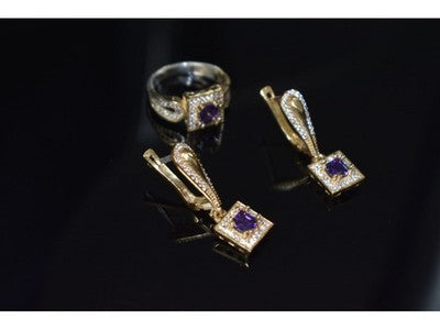 925 Sterling Silver Tanzanite & CZ Jewelry Set Turkey