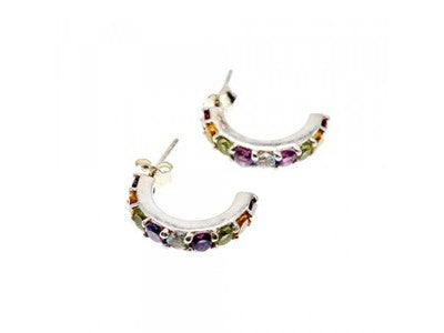 925 Sterling Silver Multi Gemstones Earrings