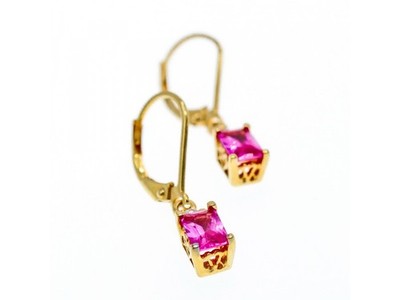 925 Sterling Silver Gold Plated Pink Topaz & Goshenite Earrings