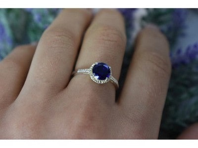 925 Sterling Silver Sapphire Classic Ring Size 8
