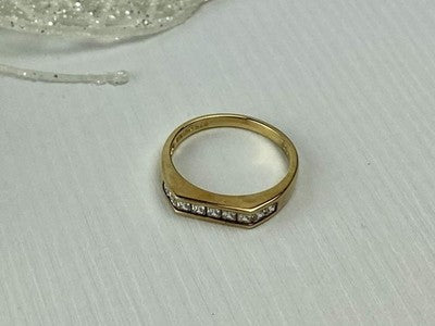 925 Sterling Silver Gold Plated CZ Ring Size 7
