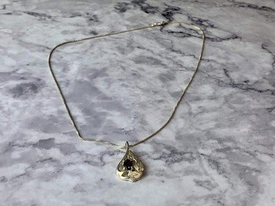 925 Sterling Silver Garnet Chain With Pendant Italy