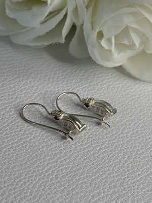 925 Sterling Silver Blue Topaz & Beryl Earrings Length0.80 Inch