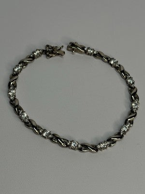 Beautiful 925 Sterling Silver CZ Bracelet Length 7 Inch