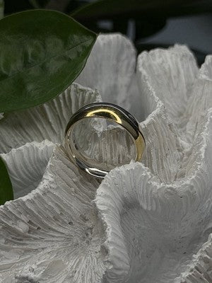 925 Sterling Silver & Yellow Gold Plated Ring Size 7