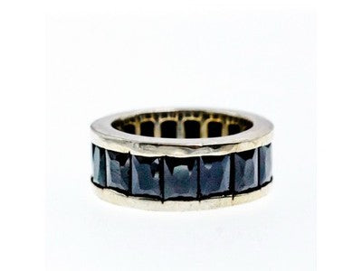 925 Sterling Silver Blue CZ Ring Size 7.5