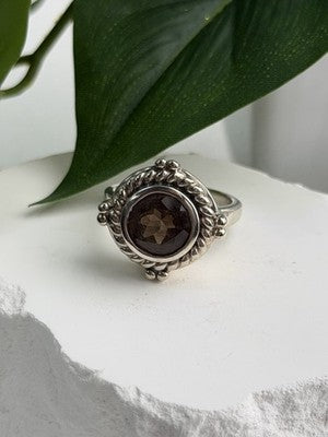 Vintage 925 Sterling Silver Brown Tourmaline Ring Size 9