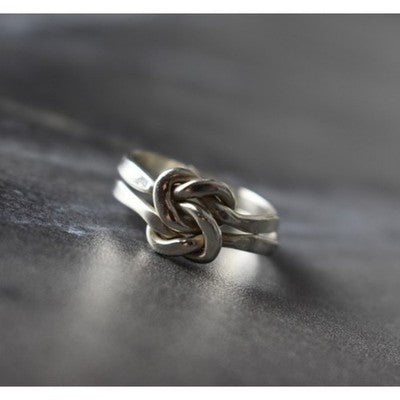 925 Sterling Silver "Knot" Double Ring Size 8