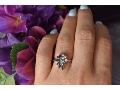 925 Sterling Silver Dark Blue Spinel & CZ Ring Size 6.5