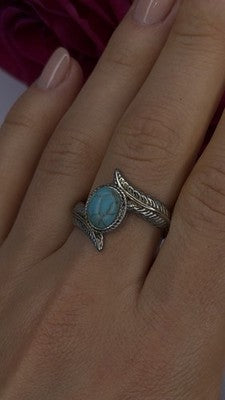 Vintage 925 Sterling Silver Blue Turquoise Ring Size 10
