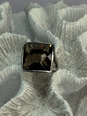 925 Sterling Silver Brown Tourmaline Ring Size 7