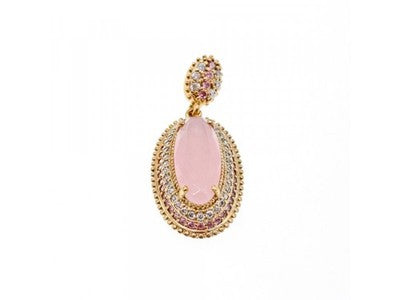 925 Sterling Silver Gold Plated Pink Alpanite & CZ Set