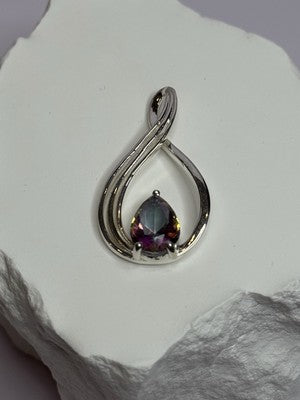 925 Sterling Silver Alexandrite Pear Pendant Length 1.5 Inch