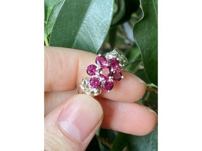 925 Sterling Silver Pink Spinel "Flower" Ring Size 7
