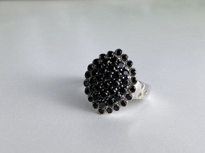 925 Sterling Silver Sapphires & CZ Ring Size 9