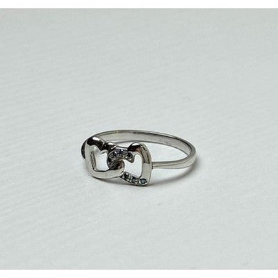 925 Sterling Silver Aquamarine "Hearts" Ring Size 7