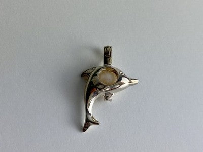 925 Sterling Silver Pearl Dolphin Pendant