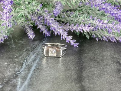 Men'S 925 Sterling Silver White Sapphire Ring Size 11.5