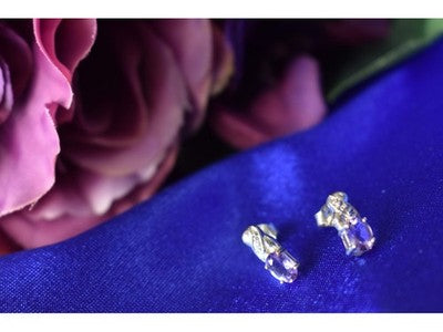 925 Sterling Silver Purple Iolite Stud Earrings