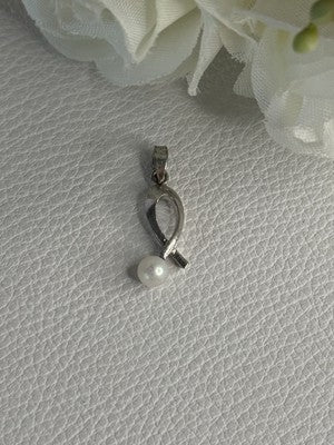 925 Sterling Silver Pearl Pendant Length 0.80 Inch