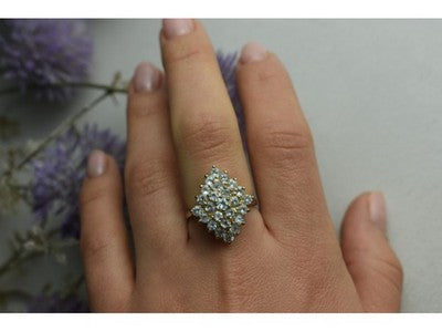 925 Sterling Silver Gold Plated Blue Spinel Ring Size 8
