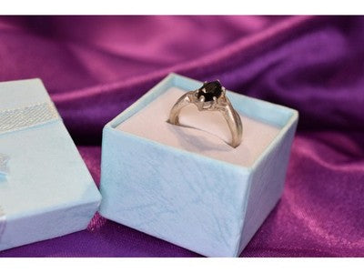 925 Sterling Silver Black Nephrite Ring Size 9