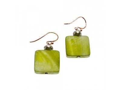 925 Sterling Silver Green Agate Earrings