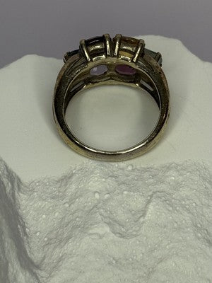 925 Sterling Silver Multicolor Spinel Ring Size 6
