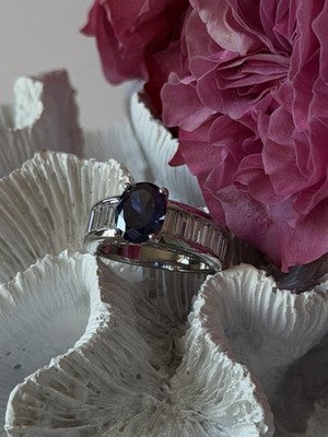 925 Sterling Silver Tourmaline & Beryl Ring Size 8