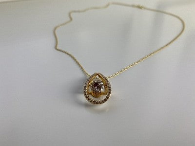 925 Sterling Silver Gold Plated CZ Chain With Pendant Italy