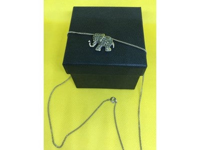 925 Sterling Silver CZ Elephant Chain With Pendant