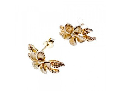 925 Sterling Silver Gold Plated CZ "Flowers" Earrings