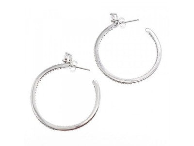 925 Sterling Silver CZ Hoop Earrings