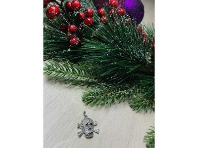 925 Sterling Silver CZ Skull Pendant