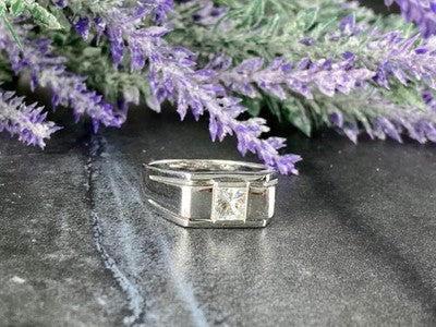 Men'S 925 Sterling Silver White Sapphire Ring Size 11.5