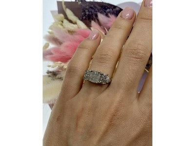 925 Sterling Silver Raw Uncut Diamonds Cluster Stones Set Ring Size 7