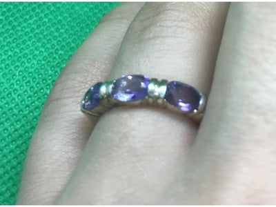 925 Sterling Silver Amethyst Ring Size 6.5