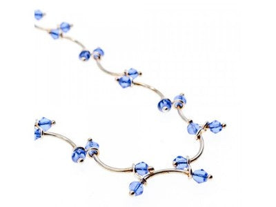 925 Sterling Silver Blue Jewelry glass in Italian style Necklace