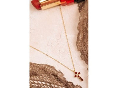 14K Yellow Gold Rubies & Diamond Chain With Cross Pendant