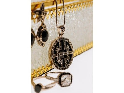925 Sterling Silver Agate & Marcasites Chain With Pendant