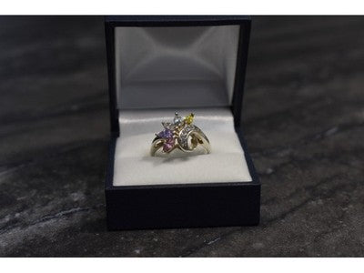925 Sterling Silver Multicolor CZ Ring Size 9