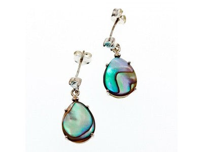 925 Sterling Silver Haliotis & Topaz Stud Earrings