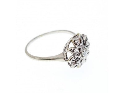 14K White Gold Diamond 0.1 ct "Flower" Ring Size 8.5
