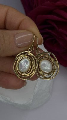 Israel 925 Sterling Silver Gold Plated Moonstone Earrings