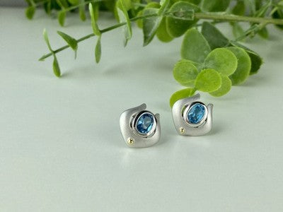 925 Sterling Silver Blue Topaz Stud Earrings