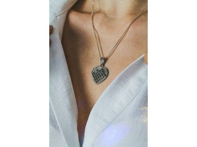 925 Sterling Silver Marcasites "Heart" Chain With Pendant