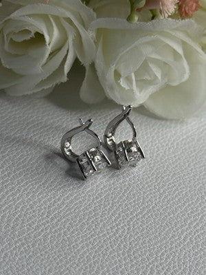 925 Sterling Silver CZ Earrings Length 0.65 Inch