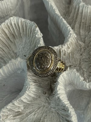 925 Sterling Silver Gold Plated Part Diamond Ring Size 6