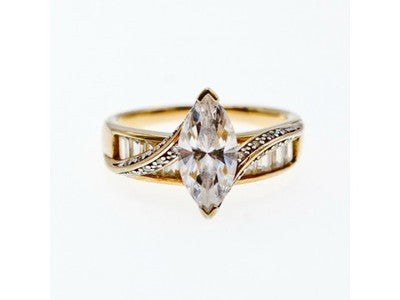 925 Sterling Silver Gold Plated CZ Ring Size 10.5