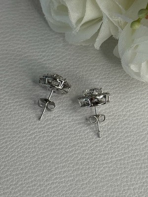 925 Sterling Silver CZ Stud Earrings Length 0.50 Inch